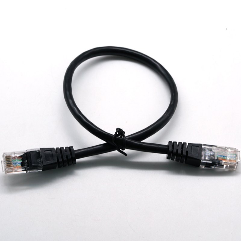 RJ45 8PIN పారదర్శక హెడ్ 24/26AWG బ్లాక్ ఈథర్నెట్ నెట్‌వర్క్ కేబుల్ LAN కేబుల్ ఎలక్ట్రికల్ వైర్ హార్నెస్